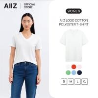 ราคา AIIZ เสื้อยืดคอวีผู้หญิงสีพื้น โลโก้ AIIZ AIIZ Women s Logo T Shirt Cotton Polyester (49251902906)