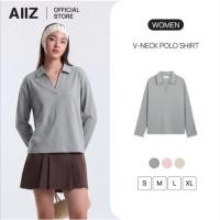 ราคา AIIZ เสื้อโปโลคอวีผู้หญิงแขนยาว Women s V Neck Polo Shirt (48901947130)