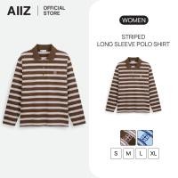 ราคา AIIZ เสื้อโปโลผู้หญิงแขนยาวลายทาง AIIZ Women s Striped Long Sleeve Polo Shirt (52351882603)