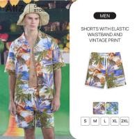ราคา AIIZ กางเกงขาสั้นผู้ชายเอวยางยืดพิมพ์ลายวินเทจ (55601704548)