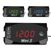ราคา โวลต์มิเตอร์แบบดิจิตอล Motorycycle DC 6V 30V 3 In 1 Digital Time Clock เครื่องวัดอุณหภูมิแรงดันไฟฟ้าโวลต์มิเตอร์ IP67 เครื่องทดสอบกันน้ําแบตเตอรี่ Moniter Gauge สําหรับรถยนต์เรือ Marine (26962373467)