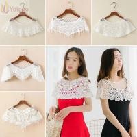 ราคา YOLOGO ผ้าคลุมไหล่ลูกไม้ ผ้าคลุมไหล่ Hollow Out ลูกไม้สีบริสุทธิ์ เสื้อคลุมข้าม Shrug Cape Poncho ฤดูใบไม้ผลิฤดูใบไม้ร่วง (55407269633)