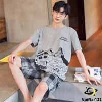 ราคา มี 14 ลาย สไตล์มินิมอล ชุดนอนผ้าคอตตอน ชุดนอนผู้ชายขาสั้นแขนสั้น Men s short sleeved pajamas (29329990996)