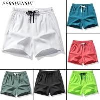 ราคา EERSHENSHI กางเกงขาสั้นผู้ชาย Pure Color All Matching Casual สีดําและสีขาว Army สีเขียวสีฟ้าสีแดงเรืองแสงสีเขียว XS 4XL (43201659858)