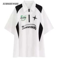 ราคา EERSHENSHI เสื้อแขนสั้นผู้ชายสไตล์ยุโรปและอเมริกาสไตล์ย้อนยุคสไตล์รถจักรยานยนต์คอโปโล คู่หลวมเรียบง่าย แขนสั้นลําลอง (23473448805)