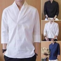 ราคา EERSHENSHI เสื้อคอวีแขน 3 4 สไตล์จีน (49206433407)