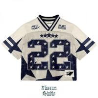 ราคา เสื้อฟุตบอลแขนสั้นตาข่าย สไตล์วินเทจแบบอเมริกัน (41058668909)