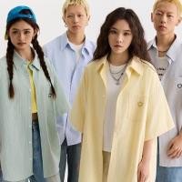 ราคา Eershenshi เสื้อเชิ้ตปักลายยิ้มสําหรับผู้ชายและผู้หญิงชุดคู่รักทรงหลวม (29233384146)