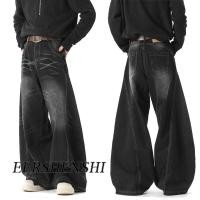 ราคา กางเกงยีนส์ผู้ชายขากว้าง ขายาว อเมริกันย้อนยุคหลวมสบายๆ ทรงกระบอก สไตล์วินเทจ baggy jeans (41773897110)