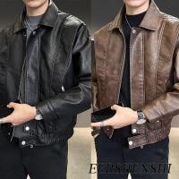 ราคา EERSHENSHI เสื้อแจ็คเก็ตหนัง PU แฟชั่นผู้ชายเสื้อแจ็คเก็ตหนัง PU (41625911492)
