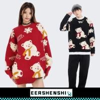 ราคา EERSHENSHI เสื้อกันหนาวผู้ชายคริสต์มาสปีใหม่หมีเต็มพิมพ์คู่เสื้อหลวมเสื้อกันหนาว (28868917989)