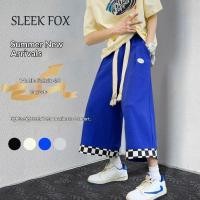 ราคา EERSHENSHI Mens High Street Fashion Brand Stitching กระดานหมากรุกลายสก๊อตกางเกงขากว้าง (56857483089)