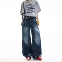 ราคา กางเกงยีนส์ขากว้าง สไตล์วินเทจ สวมใส่ง่ายทั้งทำงานและพักผ่อน (55707084765)