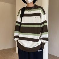 ราคา เสื้อกันหนาวแขนยาวแบบถักลายทางหลวม (55300507556)