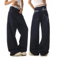 ราคา กางเกงยีนส์ขากว้าง ปักลายย้อนยุคสไตล์อเมริกัน เหมาะสำหรับเสื้อยีนส์แนวเรียบหรู (53852983436)