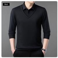 ราคา เสื้อโปโลแขนยาวสำหรับผู้ชาย ลายทาง ปกคอวี (53502521451)