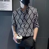 ราคา เสื้อเชิ้ตแขนสาม quarter สไตล์เกาหลีสำหรับผู้ชาย (49955824562)
