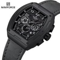 ราคา NAVIFORCE 8053 นาฬิกาควอทซ์ผู้ชายแฟชั่น Tonneau Shaped Sports Gift (48104598417)