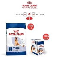 ราคา เซตคู่สุดคุ้ม Royal Canin Maxi Adult 5 15kg Royal Canin Maxi Ageing 8 Pouch Gravy สุนัขสูงวัยพันธุ์ใหญ่อายุ5ปีขึ้นไป (21393222896)