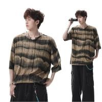 ราคา YOUTANG เสื้อยืดแขนสั้นทรงหลวม มัดย้อมสไตล์ย้อนยุค (52205847612)