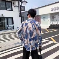 ราคา เสื้อเชิ้ตแขนยาวทรงหลวม พิมพ์ลายโซ่ สไตล์เกาหลีสำหรับผู้ชาย (50055810853)