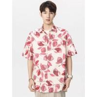 ราคา เสื้อเชิ้ตแขนสั้นผ้าไหมน้ำแข็งระบายอากาศดี พิมพ์ลายเรือใบ สไตล์สำหรับผู้ชาย (47053999304)