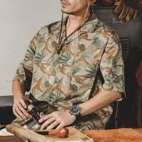 ราคา YOUTANG เสื้อเชิ้ตแขนสั้นพิมพ์ลาย สไตล์คิวบาคลาสสิก (46606796365)