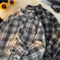 ราคา เสื้อเชิ้ตแขนยาวลายสก๊อตสำหรับผู้ชายและผู้หญิง ทรงหลวมใส่ลำลอง (45104977223)