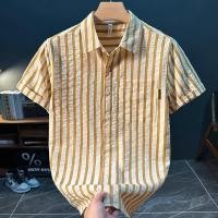 ราคา เสื้อเชิ้ตผู้ชายฤดูร้อนใหม่ ผ้าไหมน้ำแข็งแห้งเร็ว ลายทางแขนสั้น (40211133718)