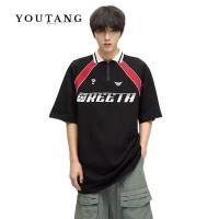 ราคา YOUTANG เสื้อโปโลผู้ชายแฟชั่นแนวสตรีทสไตล์อเมริกันรุ่นคู่รักปกเสื้อยืดหลวม (20489025368)