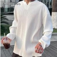 ราคา YOUTANG เสื้อยืดแขนยาวลําลอง คอกลม ทรงหลวม สีขาว แฟชั่นบอททอม สําหรับผู้ชาย (25805051704)