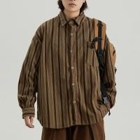 ราคา เสื้อเชิ้ตผ้าลูกฟูลายทางทรงหลวม (40628186806)