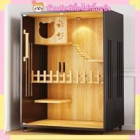 ราคา บ้านแมวประตูกระจก กรงแมวไม้เนื้อแข็งสำหรับใช้ในบ้าน ตู้โชว์แมวสีดำ (56403549934)