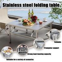 ราคา พกพาสะดวก รับน้ำหนักได้มาก โต๊ะพับสแตนเลส ทนทาน โต๊ะทานอาหาร โต๊ะบาร์บีคิว (44326722004)