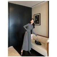 ราคา เดรสไหมพรมแขนยาวสีดำ ฐานหรูหรา (53053895822)