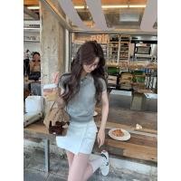 ราคา เสื้อโปโลสีเทาแขนสั้น ออกแบบปกเปิดลงไหล่ สไตล์ชิคสำหรับฤดูร้อน (53007158811)