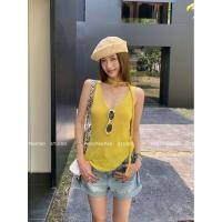ราคา คอวีเชือกแขวนคอผูกแขนกุดถักเสื้อกั๊กฤดูร้อนหลวมด้านบนสบายๆ (52657364141)