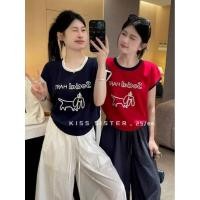 ราคา เบลาส์แขนสั้นลายบล็อกสีต่างๆ ทรงหลวมสำหรับฤดูร้อน (48407509250)