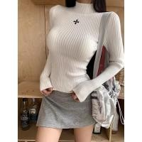 ราคา เสื้อไหมพรมแขนยาวคอเต่า สำหรับฤดูหนาว ปักลายสวยงาม (46854367166)