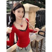 ราคา เสื้อไหมพรมกลวงคอเหลี่ยมแบบเซ็กซี่สำหรับฤดูร้อน กับเสื้อชั้นในลูกไม้ (45506940246)