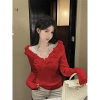 ราคา เสื้อถักเปิดไหล่ลายดอกไม้สําหรับฤดูใบไม้ผลิและฤดูใบไม้ร่วงเหมาะกับชั้นด้านใน (45155425141)