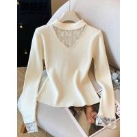 ราคา เสื้อลายครึ่งคอเต่าลายลูกไม้สำหรับฤดูใบไม้ผลิ แขนยาว (44077914901)