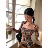 ราคา เสื้อตาข่ายคอปกสี่เหลี่ยมลายสก๊อต แขนยาวป้องกันแสงแดด สำหรับฤดูใบไม้ผลิ (40228058478)