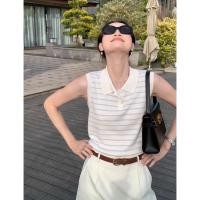ราคา เสื้อคลุมกล้ามครอปแขนกุดแบบคอโปโลลายทาง สไตล์เก๋สำหรับทุกวัน (27990120771)