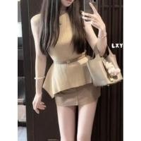 ราคา เสื้อสายเดี่ยวคล้องคอนุ่มนวล พร้อมเข็มขัด สำหรับฤดูร้อน (46307478251)