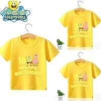 ราคา เสื้อยืดแขนสั้น ผ้าฝ้าย พิมพ์ลายการ์ตูน SpongeBob SquarePants สีเหลือง สําหรับเด็ก อายุ 1 10 ปี ให้เป็นของขวัญวันเกิด (24326447413)