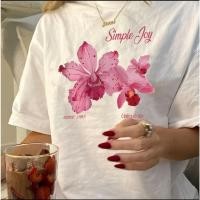 ราคา A035เสื้อยืดคอตตอนสไตล์เกาหลีลายดอกกล้วยไม้น่ารักมากๆ ส่งจากไทย (49157167986)