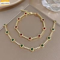 ราคา กำไลข้อมือเพชรสังเคราะห์รูปหัวใจ สไตล์หรูหราและแฟชั่น พร้อมคริสตัล Peach Heart Light Luxury (57307545874)