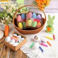 ราคา SANDIEYANAU 6PCS ไข่อีสเตอร์ ระบายสีหัตถกรรมด้วยปากกาสีอีสเตอร์ DIY ไข่มือวาด Creative DIY การ์ตูนมัลติฟังก์ชั่ภาพวาดที่มีสีสันไข่ฉากอีสเตอร์ตกแต่ง (55406883636)