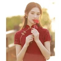 ราคา กี่เพ้าสีแดงสไตล์ใหม่สำหรับวัยรุ่น ลูกไม้ เหมาะสำหรับการแต่งงานและการใช้งานในชีวิตประจำวัน (50155922534)